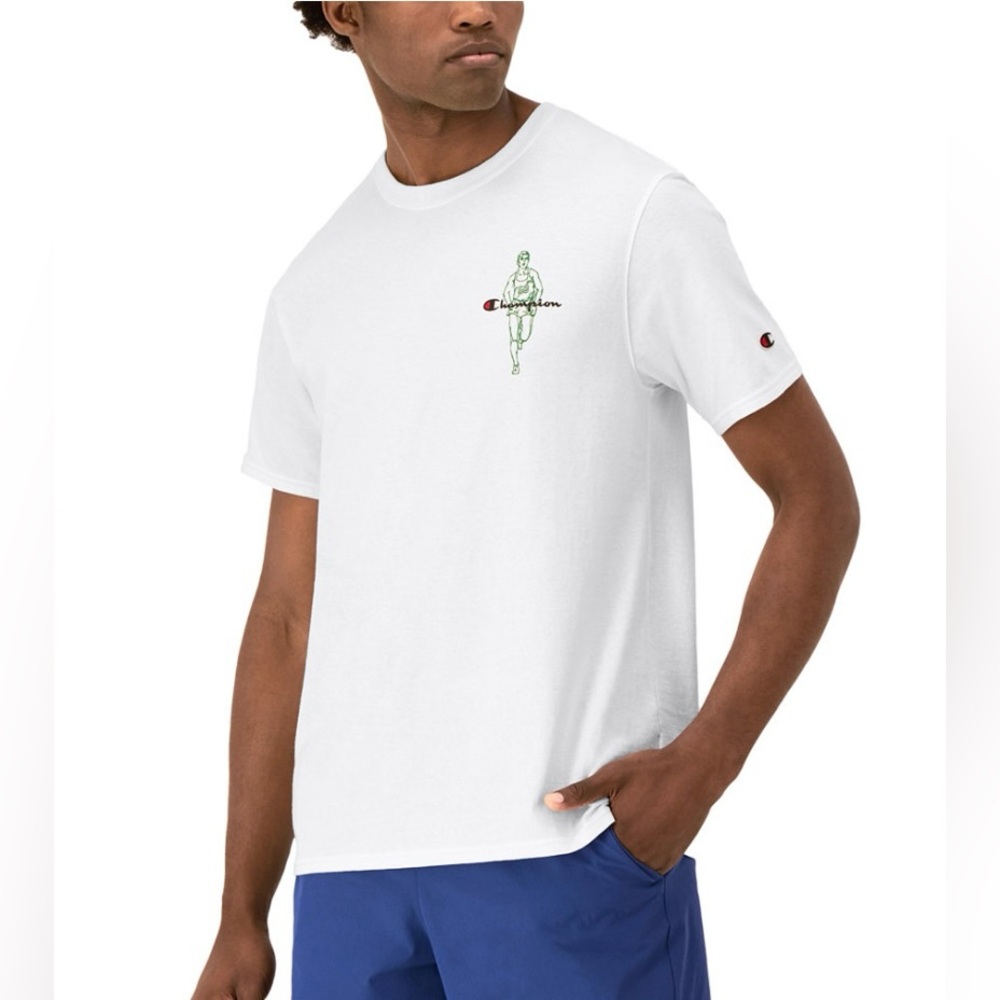 Champion Men's Classic Logo Graphic T-Shirt White- NWT - Picture 3 of 4